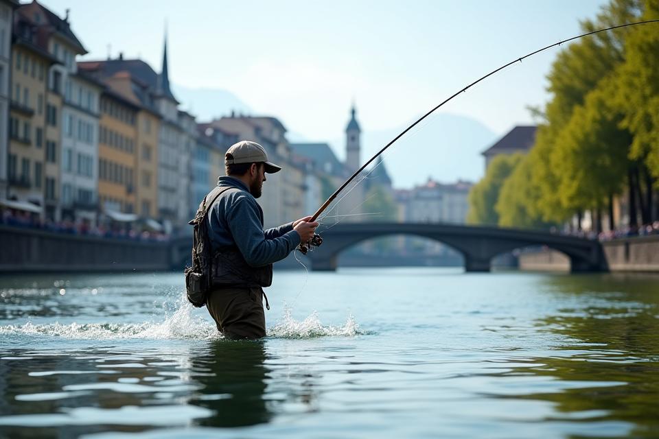 Urban Fly Fishing an der Reuss mitten in Luzern Stadt